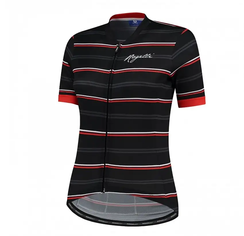 Tröja Rogelli Stripe Jersey SS Dam Svart/Röd
