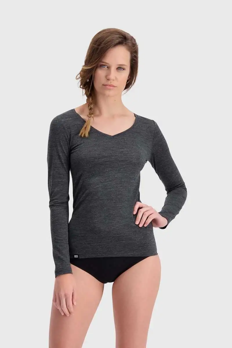 Tröja Mons Royal Wool No Ordinary V-Neck LS dam grå
