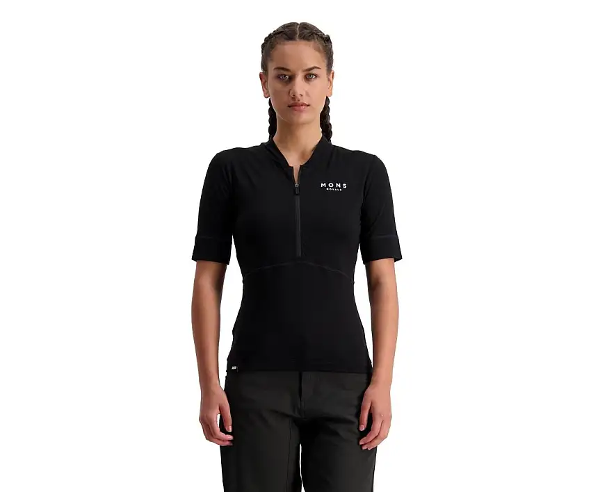 Tröja Mons Royal Wool Womens Cadence Half Zip Svart