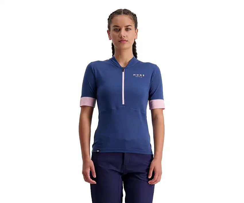 Tröja Mons Royal Wool Womens Cadence Half Zip Blå