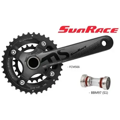 Vevparti Sunrace MS66 2 x 10 växlar 36/22T 175 mm inkl vevlager