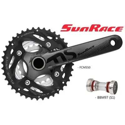 Vevparti Sunrace MS50 3 x 10 växlar 40/30/22T 175 mm inkl vevlager