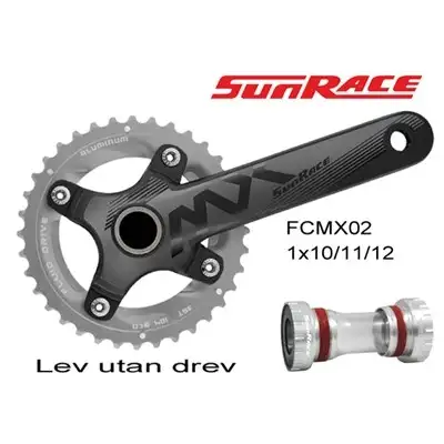 Vevparti Sunrace FCMX02 175 mm 1 x 10/11/12 växlar inkl vevlager utan drev BCD 96 mm