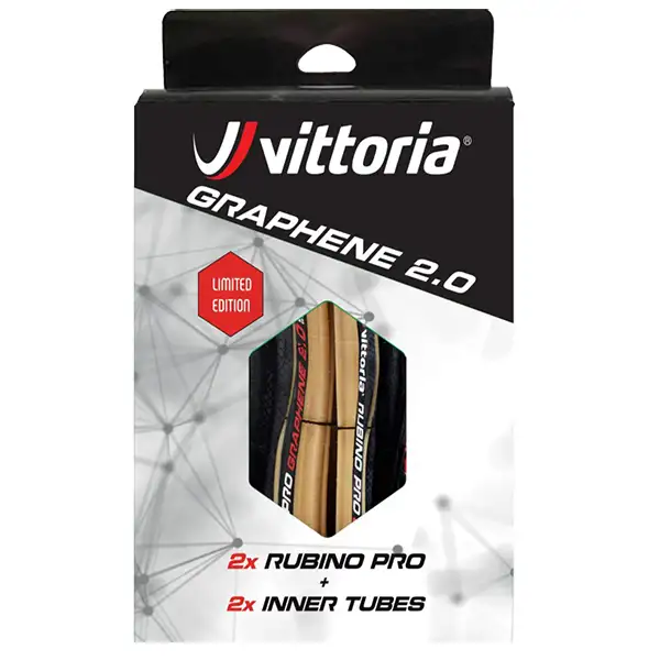 Cykeldäck Vittoria Rubino Pro G2 2-st däck + 2-st slangar 25-622 (700x25) skinwall/svart