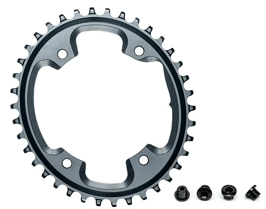Absolute Black oval drev till cross eller gravel, ø110 Asymetrisk 5 hål 40T Grå