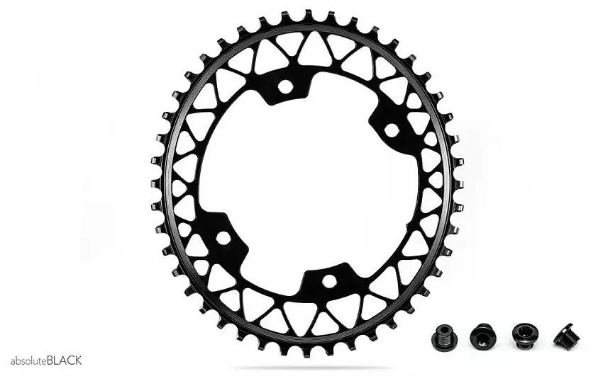 Absolute Black oval drev till gravel, 46t, ø110, 4 håls, Grå