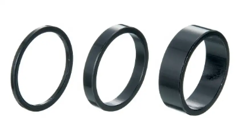 Avstånds skivor / spacer alu 28,6/1 1/8" svart set 2/5/10 mm