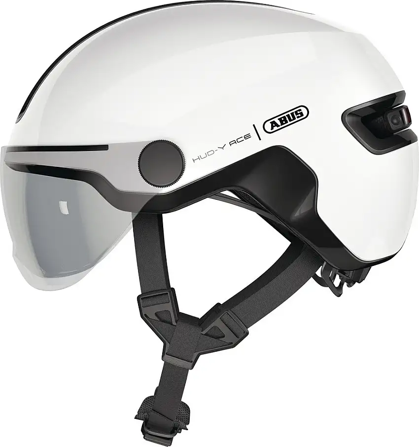 ABUS HUD-Y ACE cykelhjälm LED Shiny White