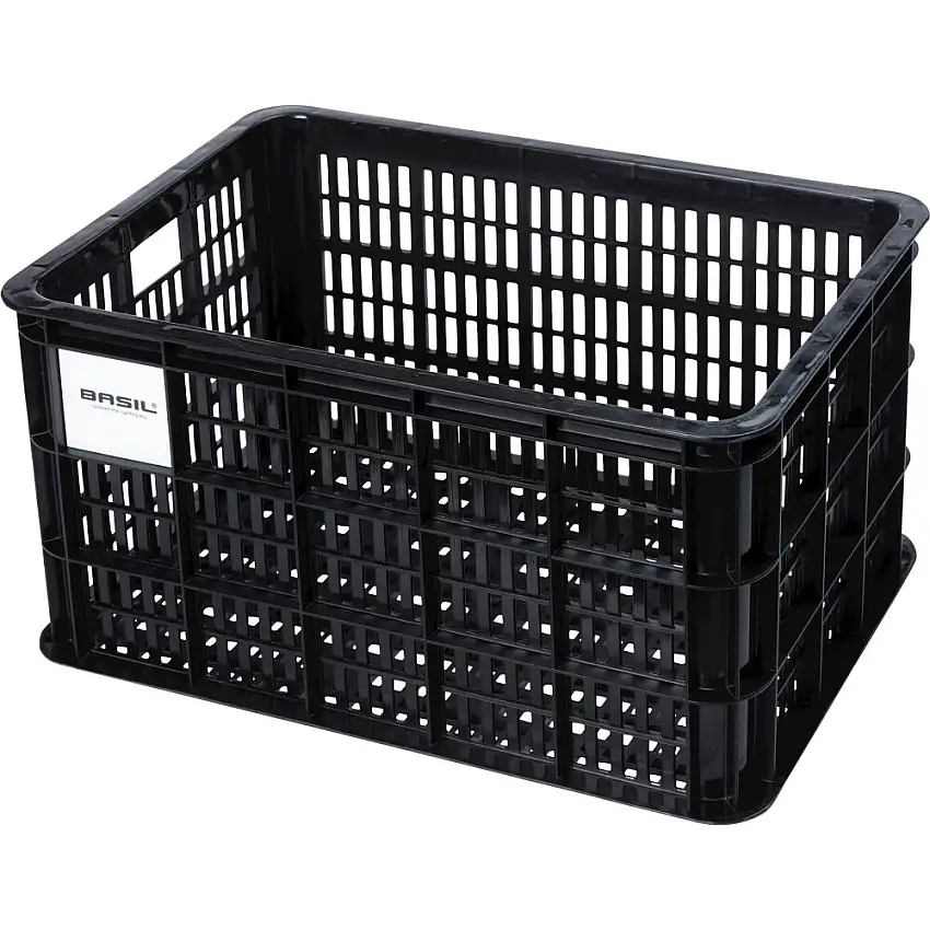 Basil Crate Återvunnen låda för pall eller pakethållare svart 50L öppen