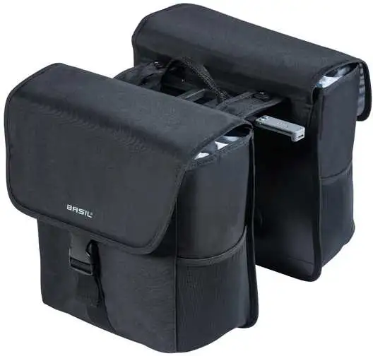 Cykelväska Pakethållare Basil Go Mik Double Bag 32L Solid Black