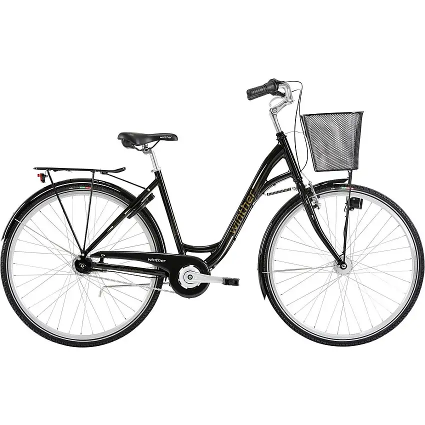 Damcykel Winther Shopping Alu 7-växlad svart/guld