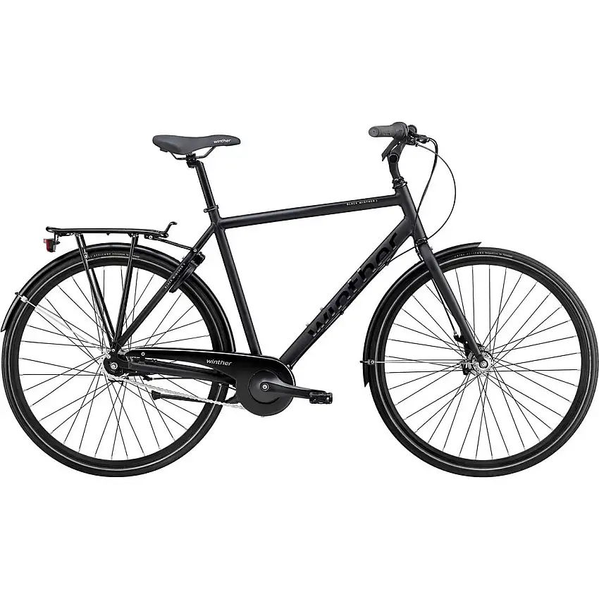 Herrcykel Black Winther 3 7-växlad svart