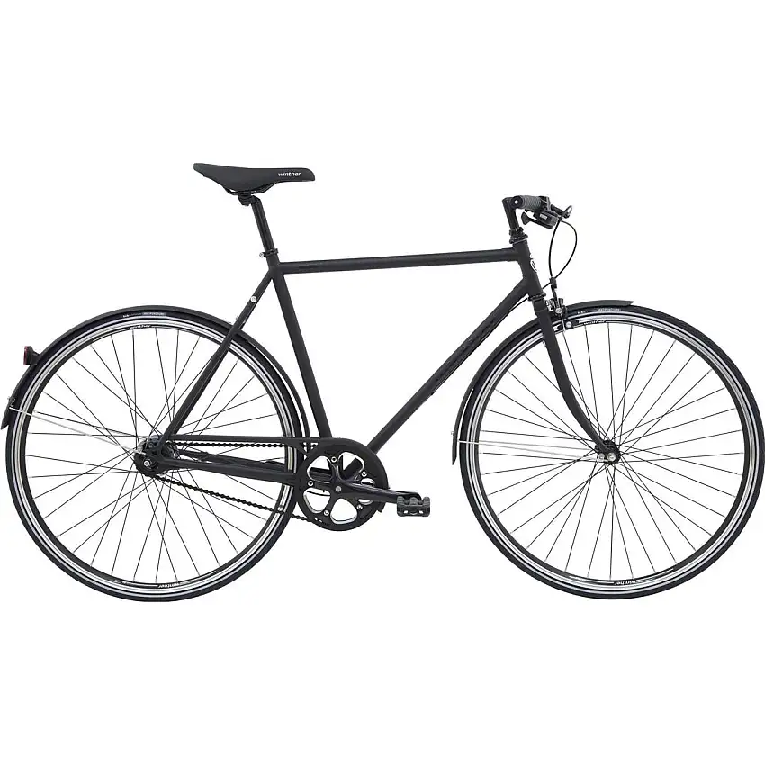 Herrcykel Black Winther Steel 3 7-växlad svart