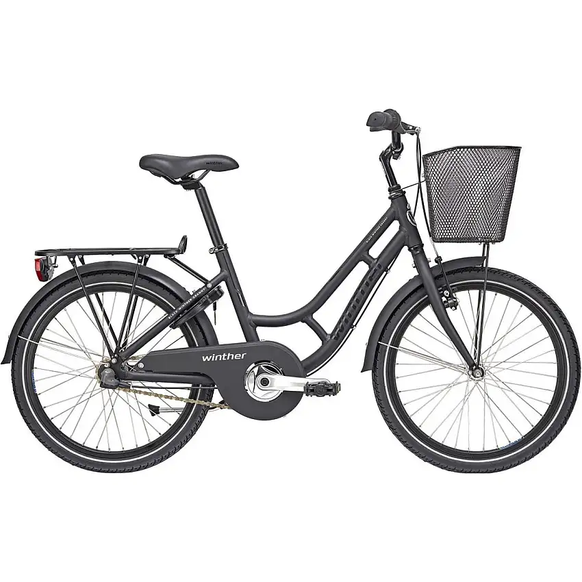 Barncykel Black Winther Granny 3-växlad svart 20"