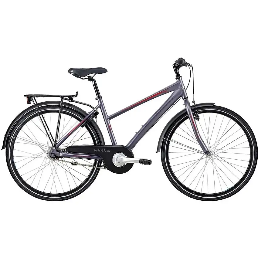 Barncykel Winther 300 Alu 7-växlad grå/lila 26"