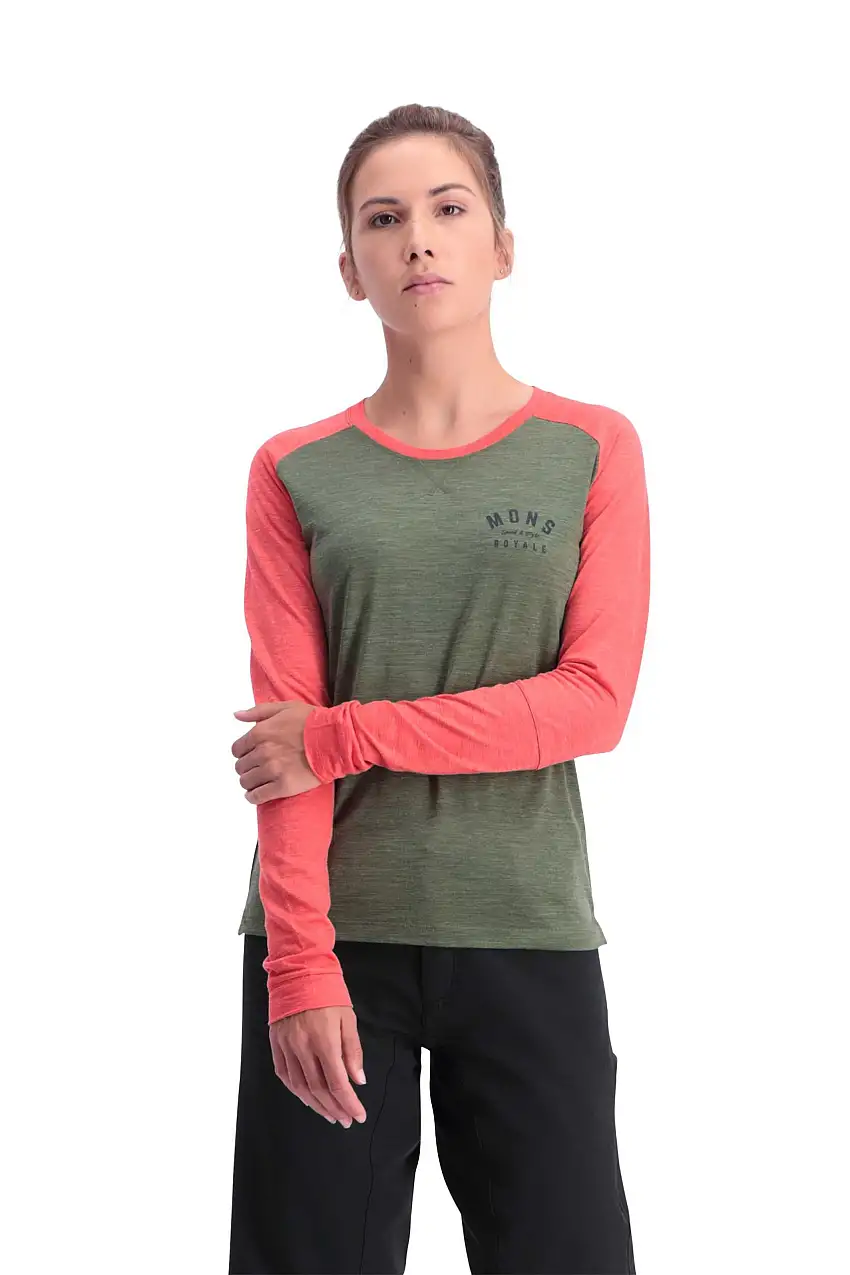 Tröja Mons Royal Wool Zephyr Lite LS dam röd/grön