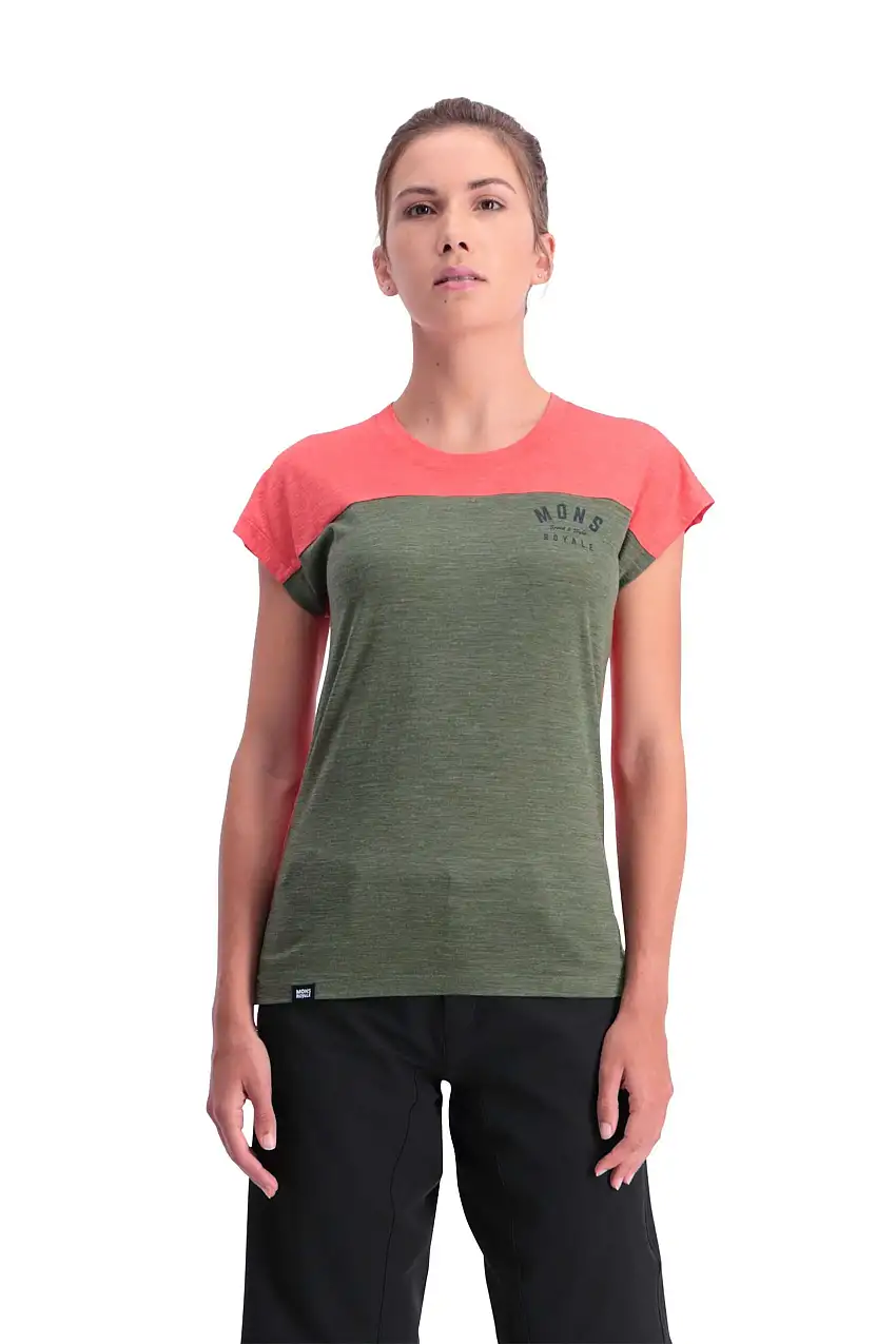 Tröja Mons Royal Wool Zephyr Lite Tee dam röd/grön