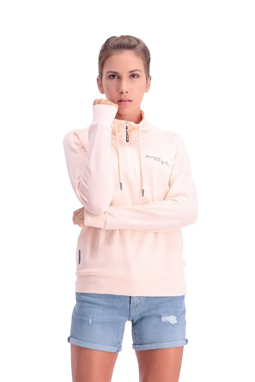 Tjocktröja Mons Royal Wool Covert Lite 1/2 Zip dam ljusrosa