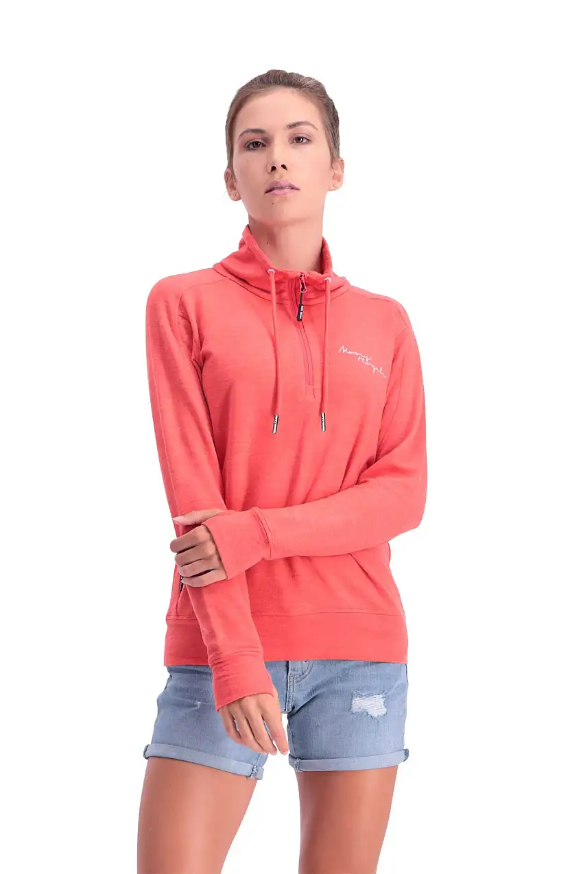 Tjocktröja Mons Royal Wool Covert Lite 1/2 Zip dam röd
