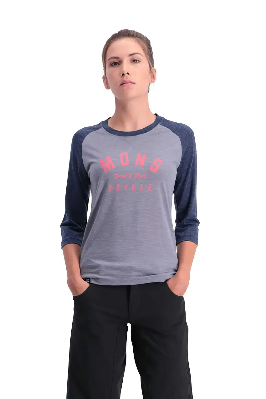 Tröja Mons Royal Wool Zephyr Lite 3/4 dam grå/blå