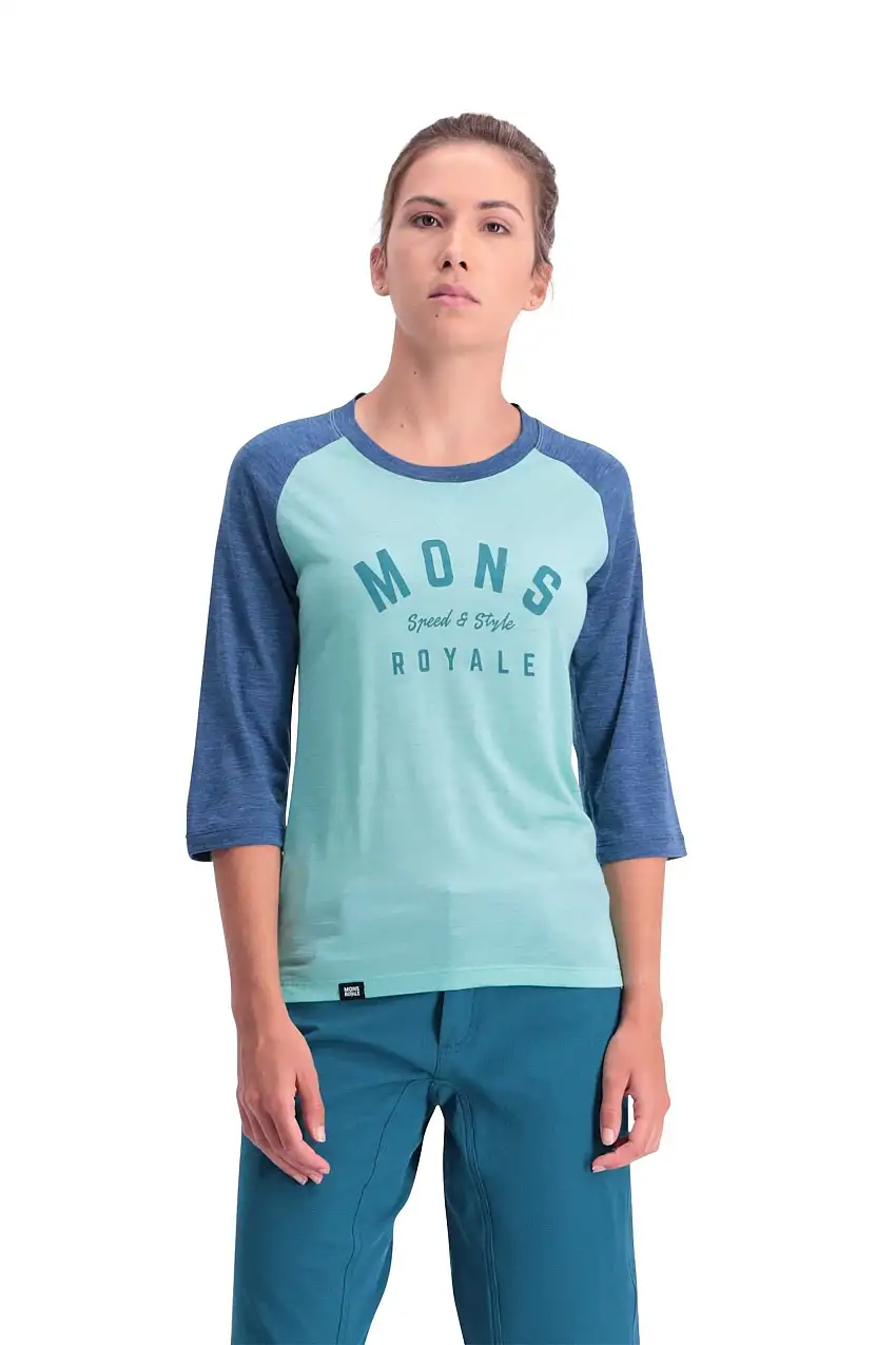 Tröja Mons Royal Wool Zephyr Lite 3/4 dam blå/grön