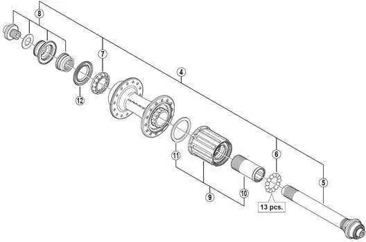 Axelset Shimano FH-7900 bak