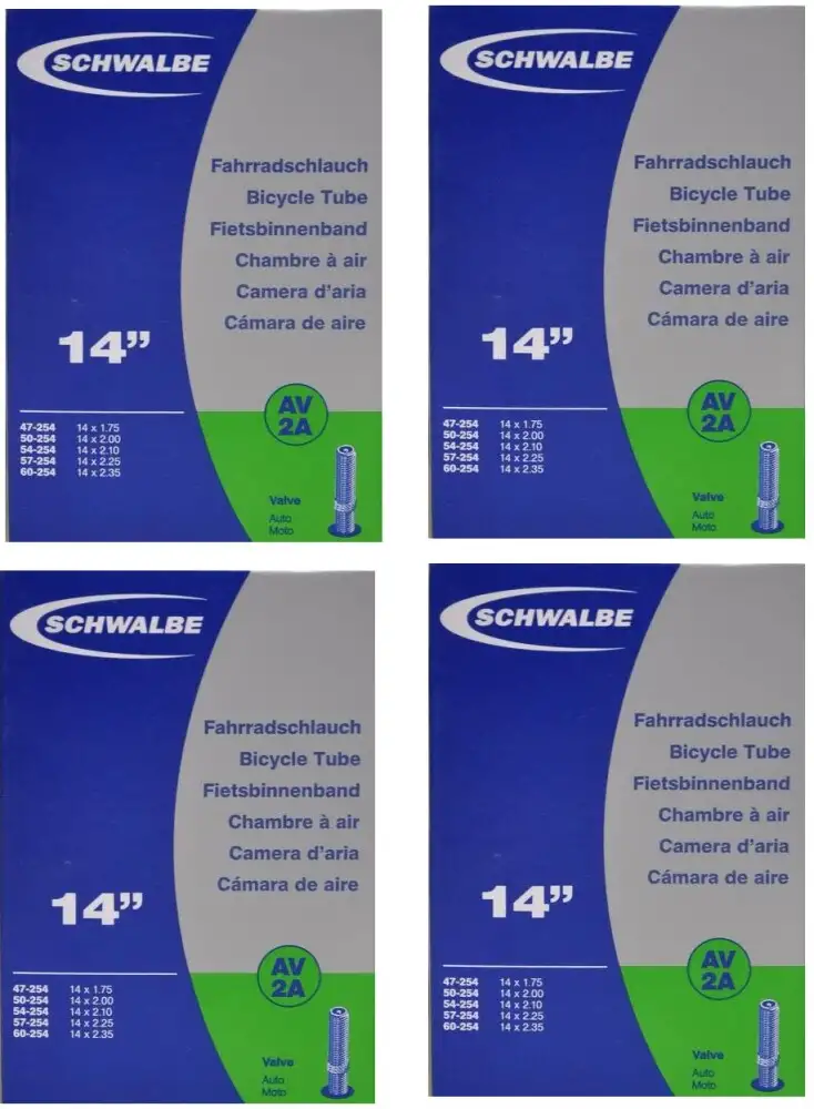 4x Schwalbe 14" slangar till barnvagn med autoventil