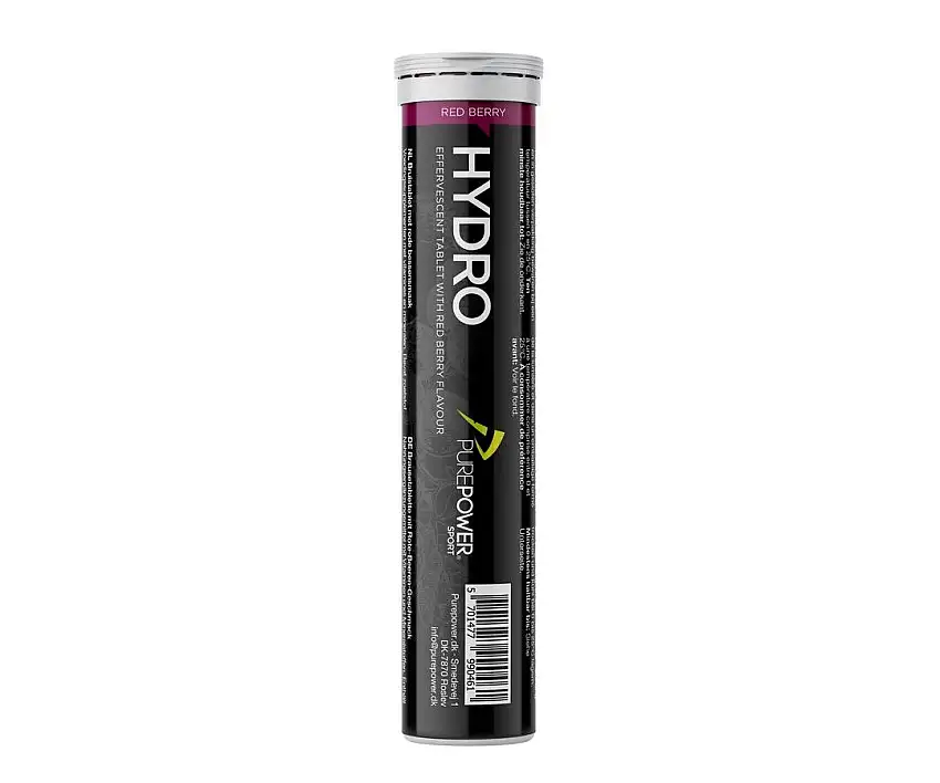 Elektrolyter Sportdryck PurePower Hydro Vätskeersättning röda bär 20 tabletter