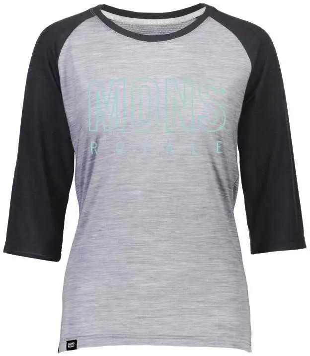 Tröja Mons Royal Wool Phoenix 3/4 Raglan Tee dam svart/grå