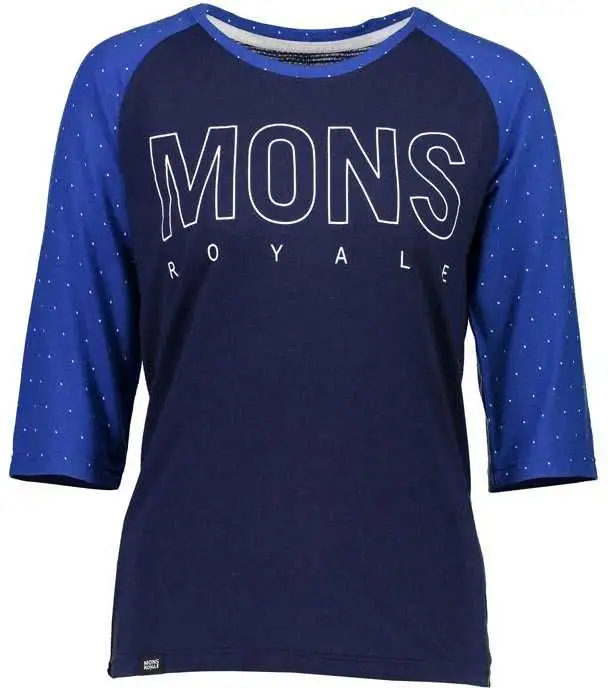 Tröja Mons Royal Wool Phoenix 3/4 Raglan Tee dam mörkblå/blå