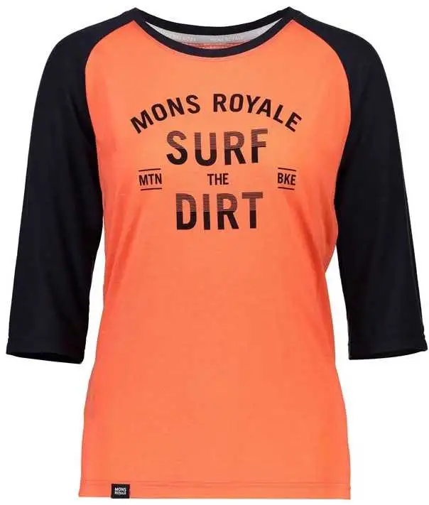 Tröja Mons Royal Wool Phoenix 3/4 Raglan Tee Surf dam orange/blå