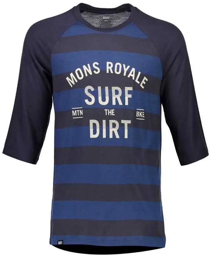 Tröja Mons Royal Wool Redwood 3/4 Raglan T Surf blå