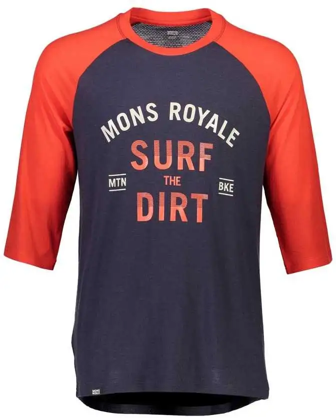 Tröja Mons Royal Wool Redwood 3/4 Raglan T Surf röd/blå