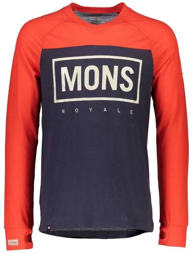 Tröja Mons Royal Wool Redwood V LS röd/blå