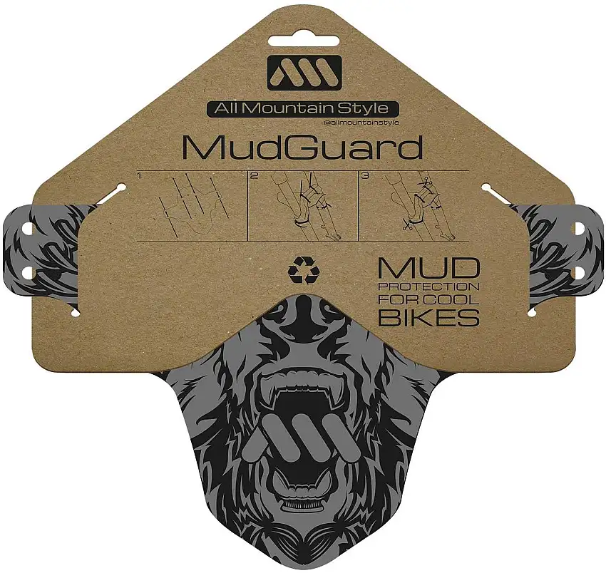 Framskärm AMS Mud Guard svart/grå björn