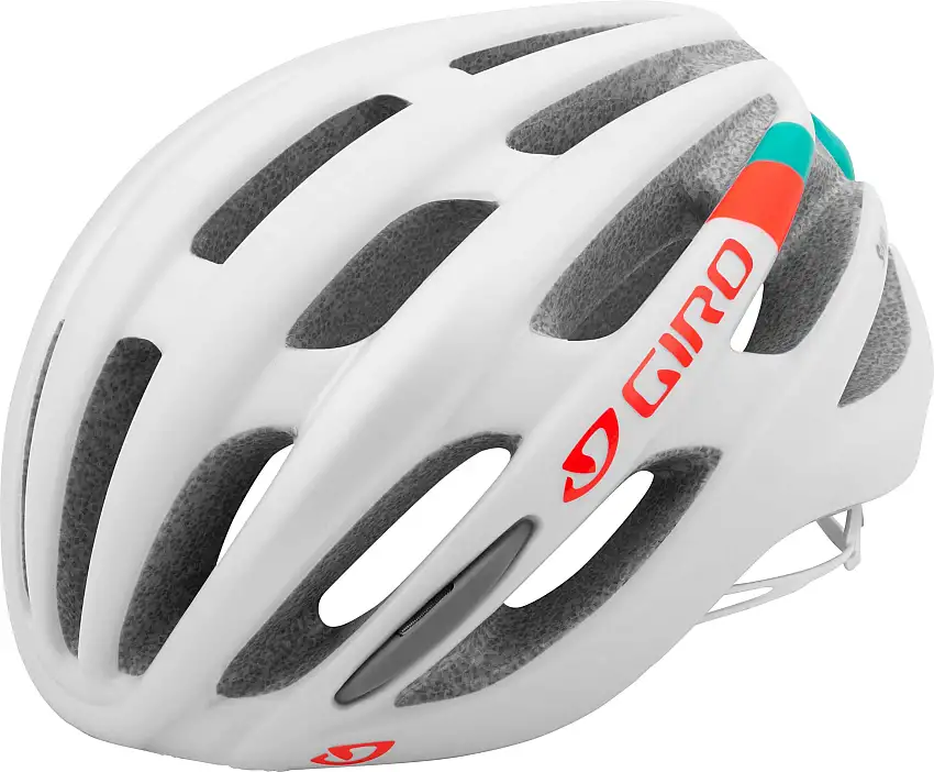 Cykelhjälm Giro Saga MIPS vit/turkos/vermillion