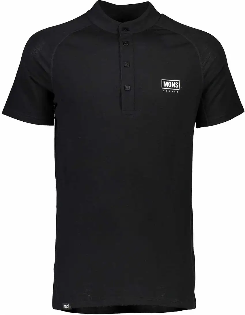Tröja Mons Royal Wool Redwood Button Down svart