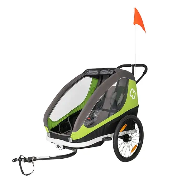 Cykelvagn Hamax Traveller 2 barn grön/grå