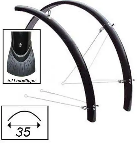 Skärmset Cykelkraft med stag chrome-plastic 622/35 mm svart