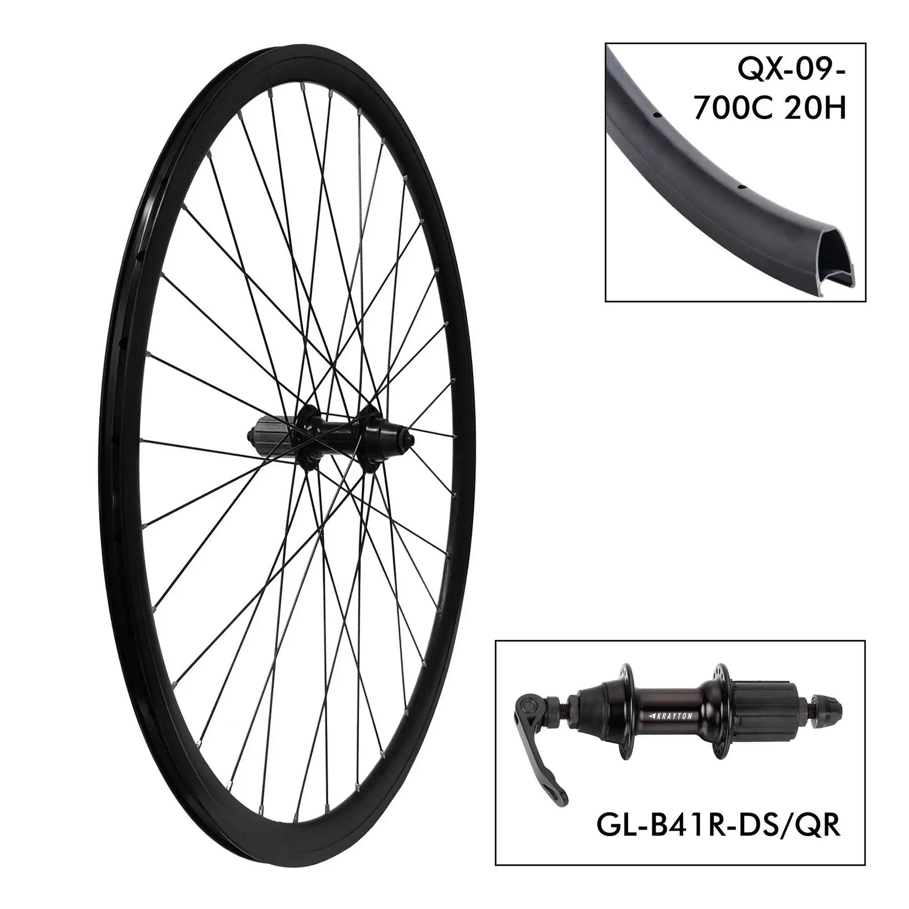Bakhjul Krayton B41R 9x135 Plaquettes QR alu