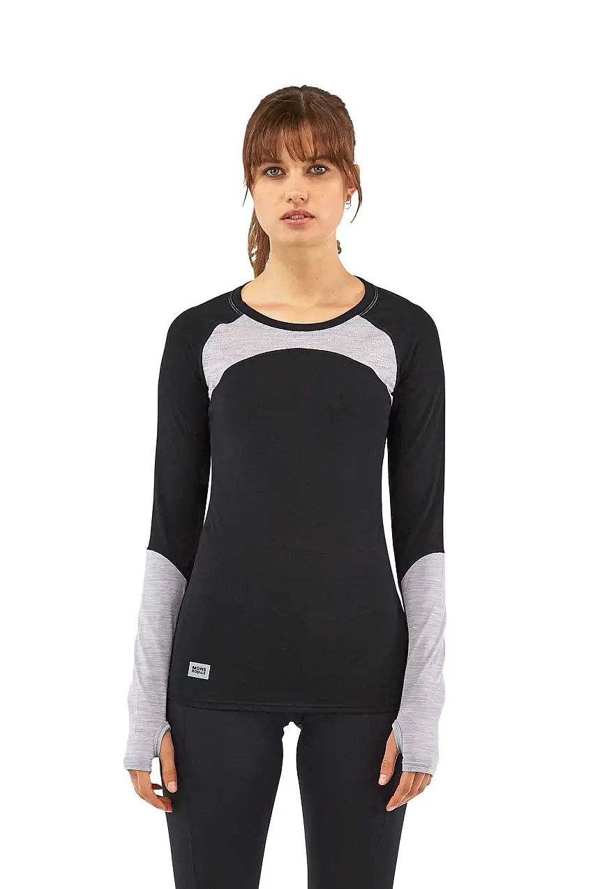 Underställ Mons Royal Wool Bella Tech LS dam svart/grå