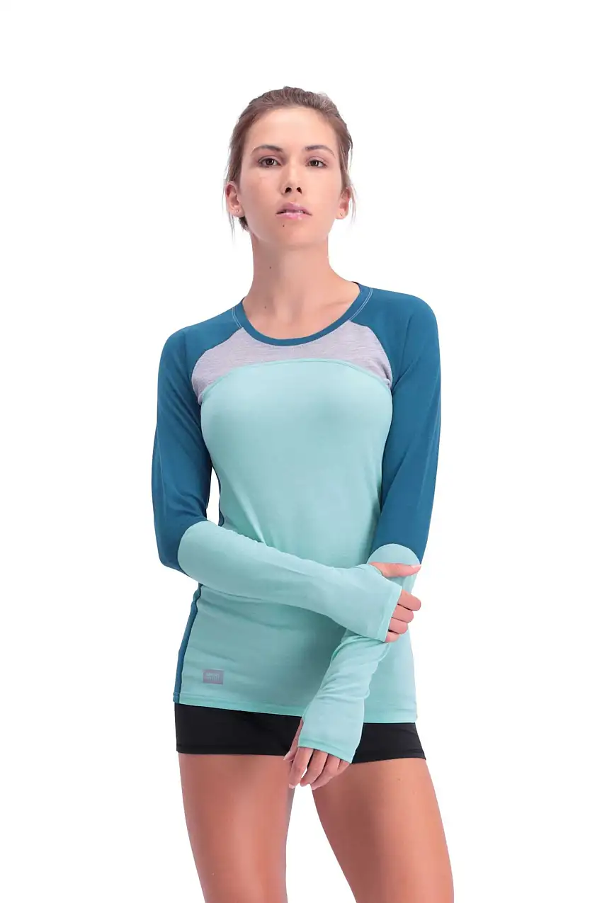 Underställ Mons Royal Wool Bella Tech LS dam blå/grön