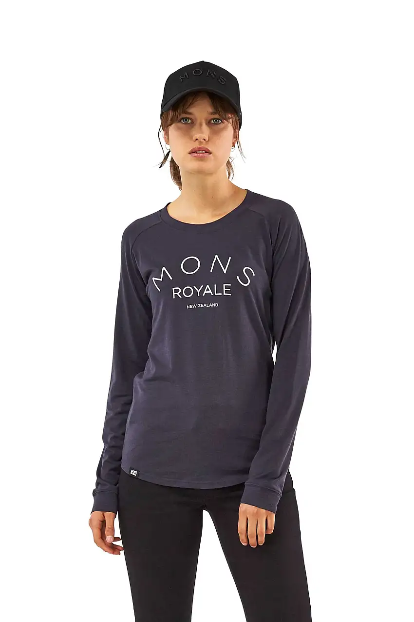 Tröja Mons Royal Wool Viva La Raglan dam mörkgrå