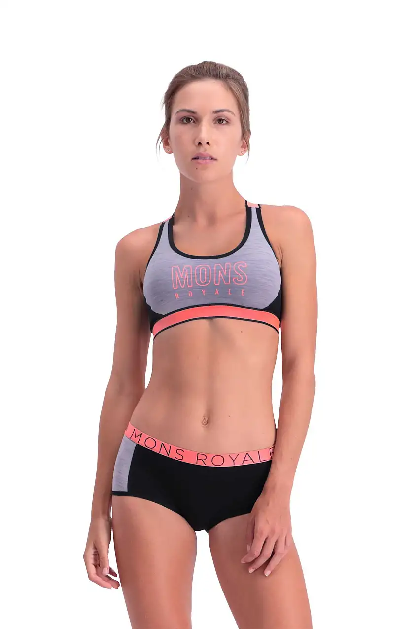 Sport-BH Mons Royal Wool Stella X-Back dam grå/svart