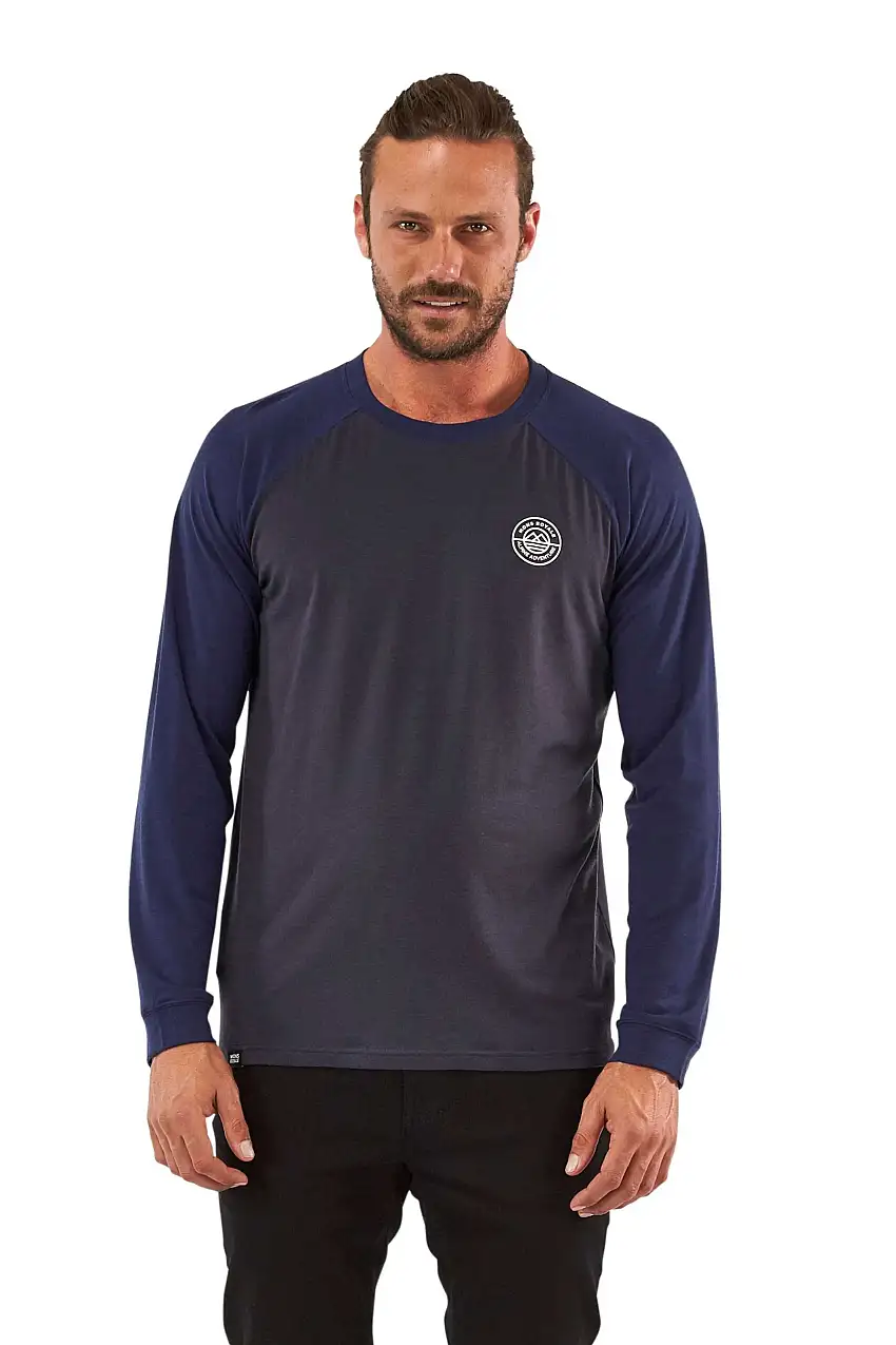 Tröja Mons Royal Wool Icon Raglan LS grå/blå
