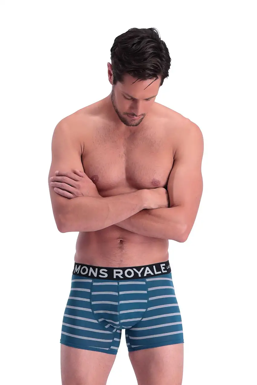 Kalsonger Mons Royal Wool Hold 'em Shorty randig blå