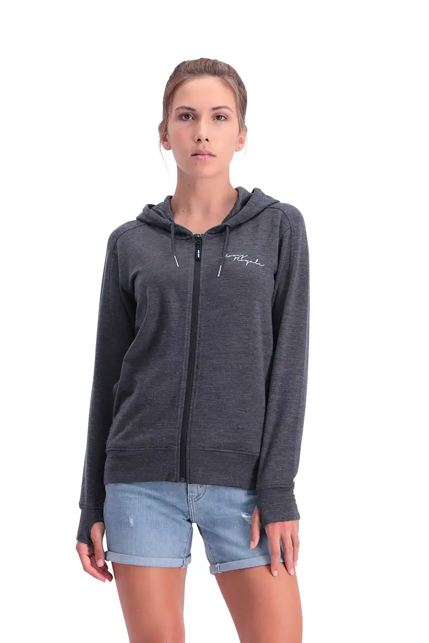 Huvtröja Mons Royal Wool Covert Lite Zip dam grå