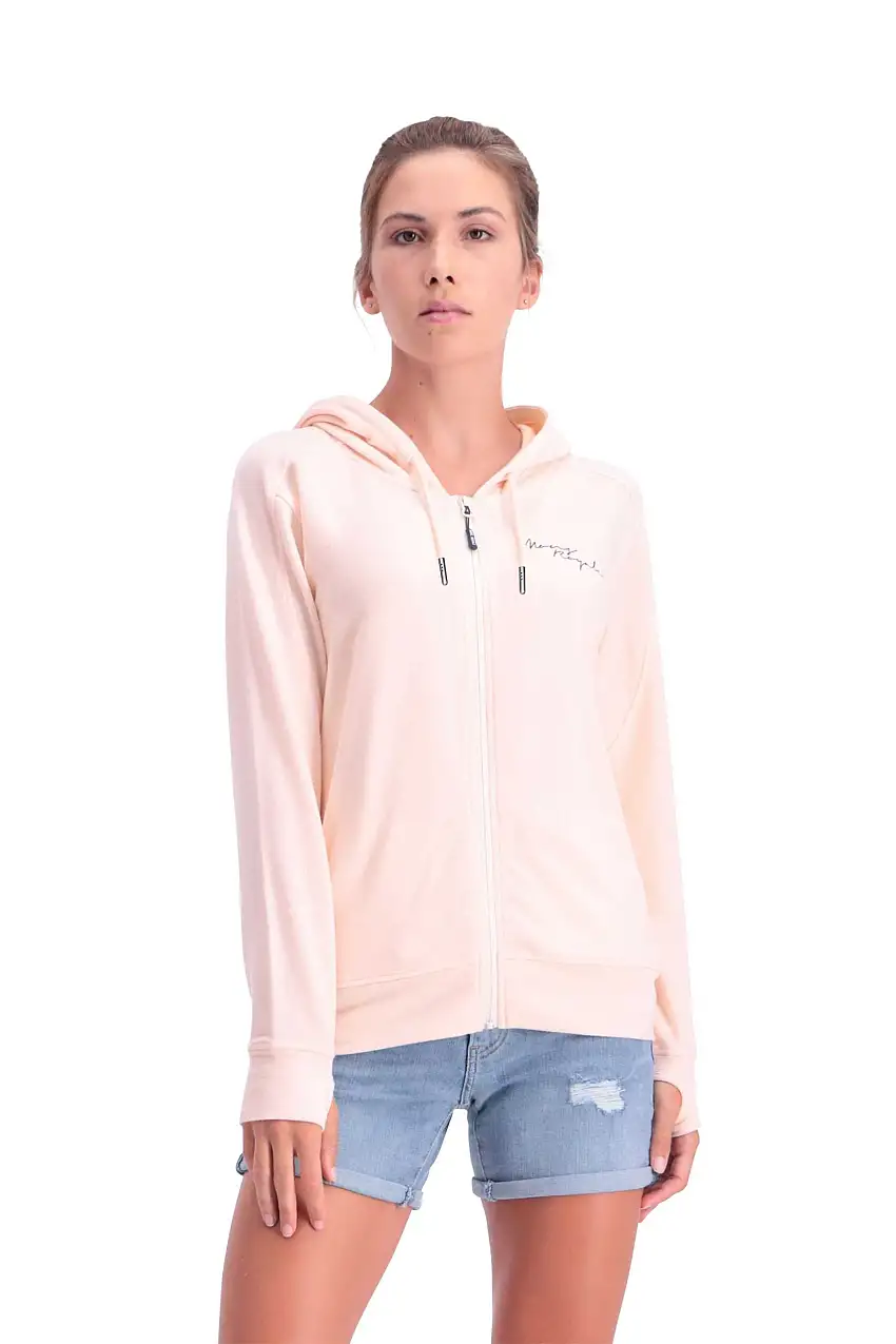 Huvtröja Mons Royal Wool Covert Lite Zip dam ljusrosa