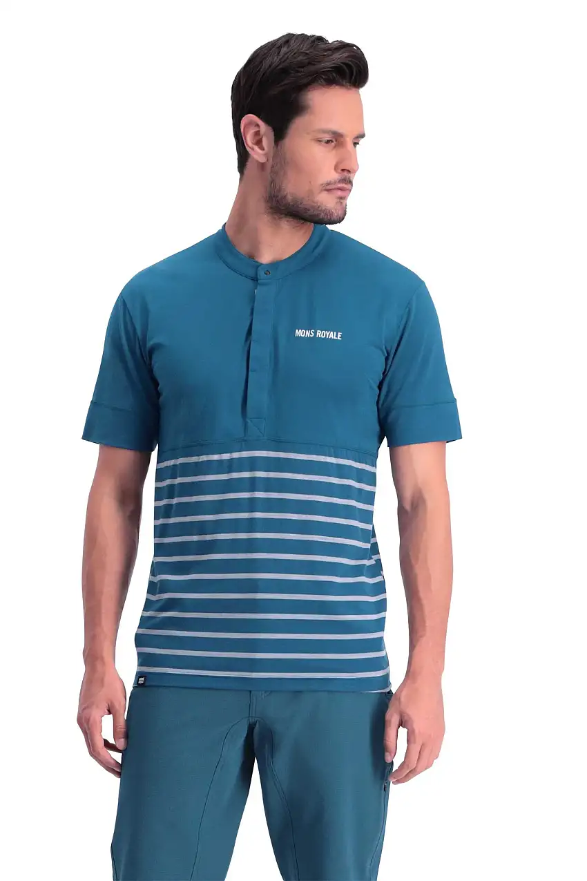 Tröja Mons Royal Wool Cadence Button Down blå