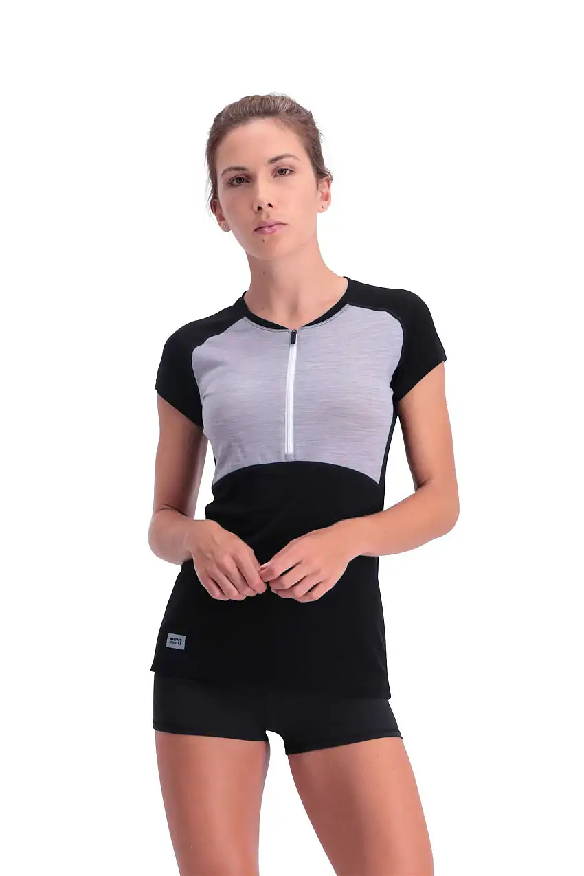 Tröja Mons Royal Wool Bella Tech Zip dam svart/grå